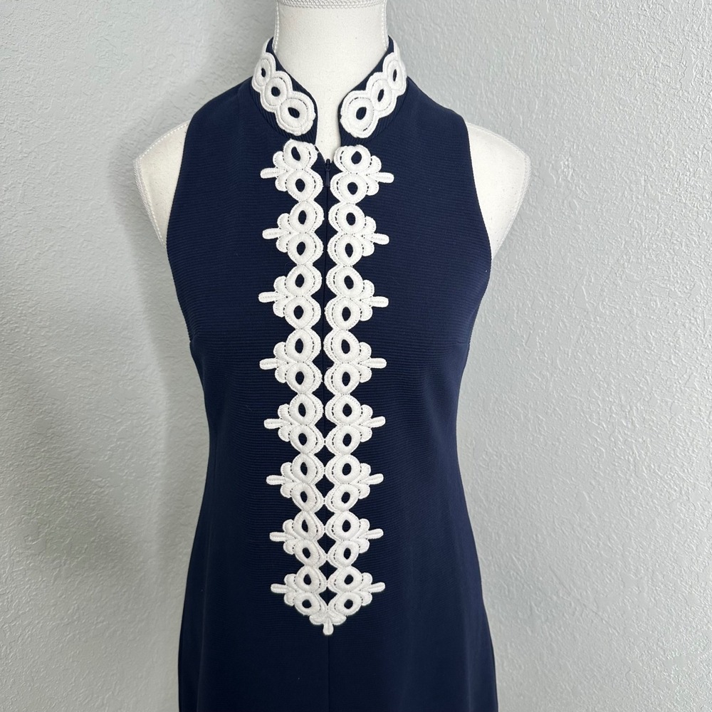Lilly‎ Pulitzer Callista Shift Dress true navy with white embroidered lace XS